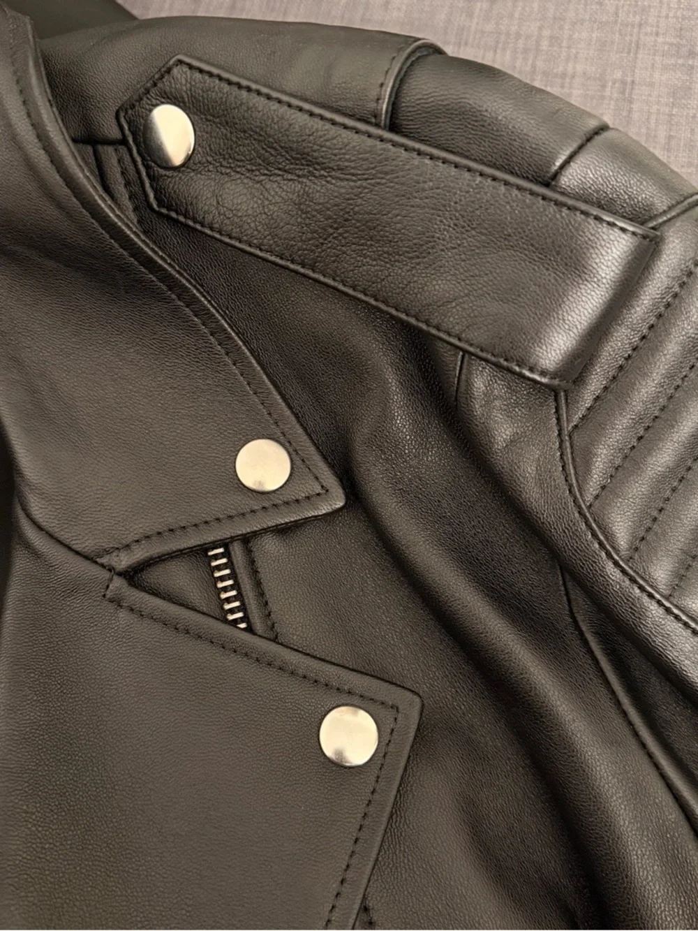 Anine Bing Cassidy Leather Jacket - Women's Biker Moto Jacket, Large - Picture 8 of 15